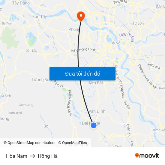 Hòa Nam to Hồng Hà map
