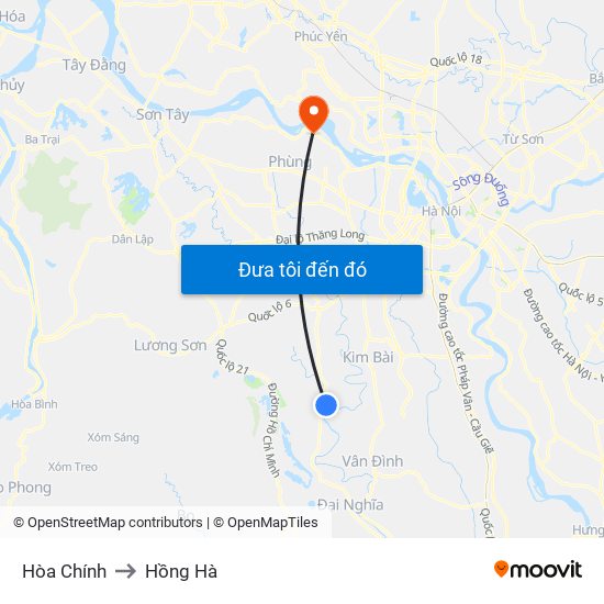 Hòa Chính to Hồng Hà map