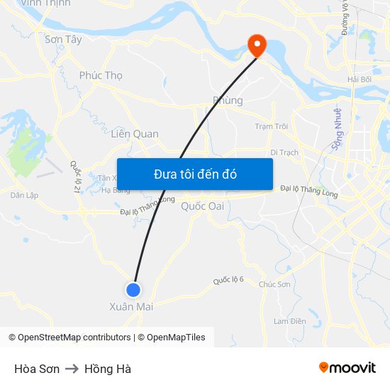 Hòa Sơn to Hồng Hà map