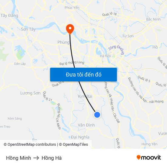 Hồng Minh to Hồng Hà map