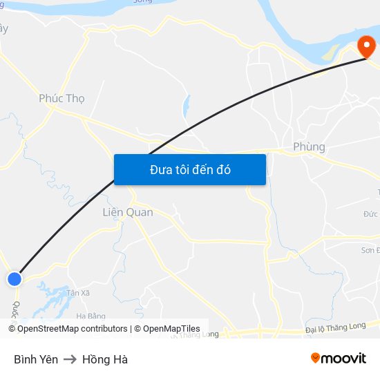 Bình Yên to Hồng Hà map