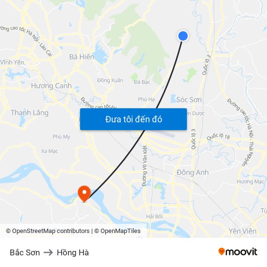 Bắc Sơn to Hồng Hà map