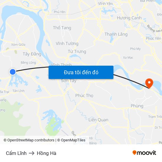 Cẩm Lĩnh to Hồng Hà map