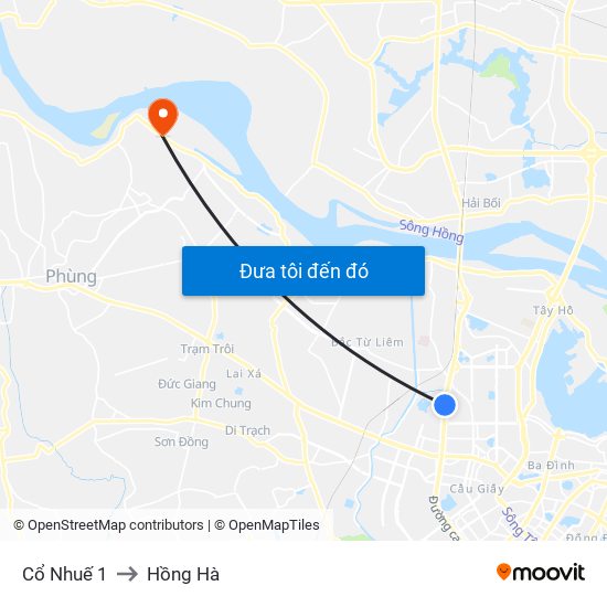 Cổ Nhuế 1 to Hồng Hà map