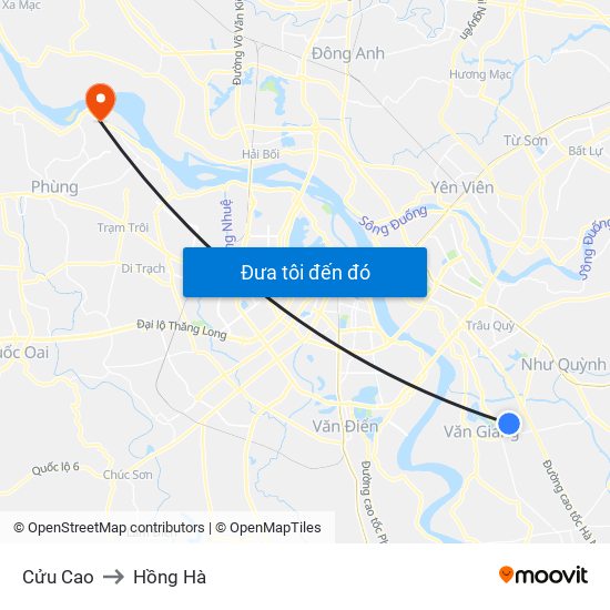 Cửu Cao to Hồng Hà map