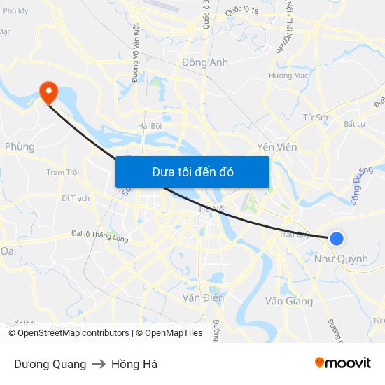 Dương Quang to Hồng Hà map