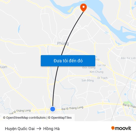 Huyện Quốc Oai to Hồng Hà map