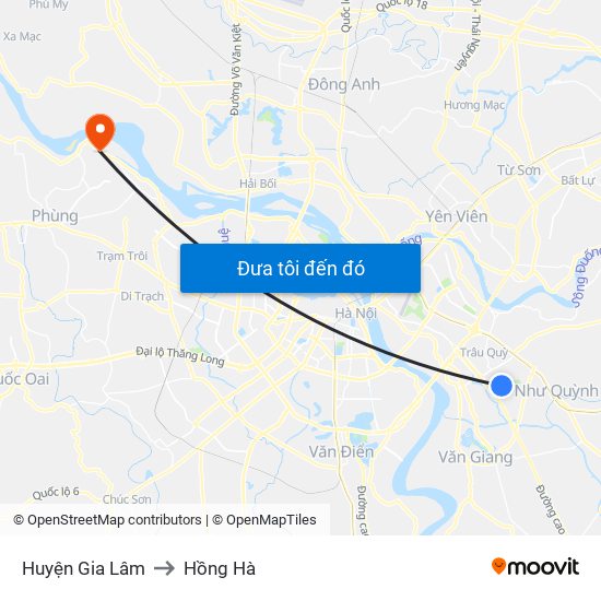 Huyện Gia Lâm to Hồng Hà map