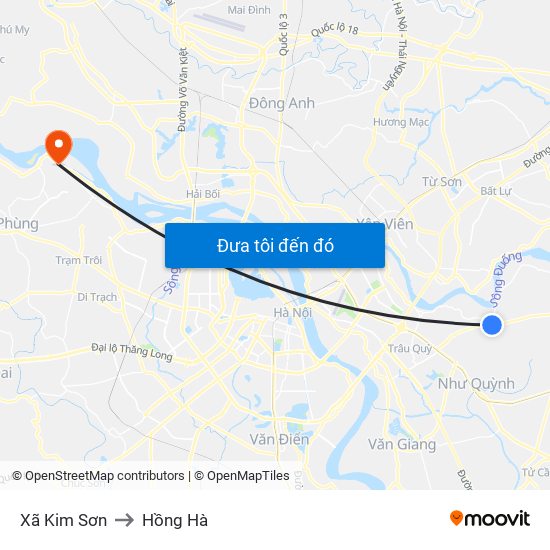 Xã Kim Sơn to Hồng Hà map