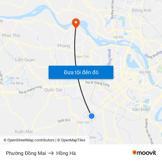 Phường Đồng Mai to Hồng Hà map