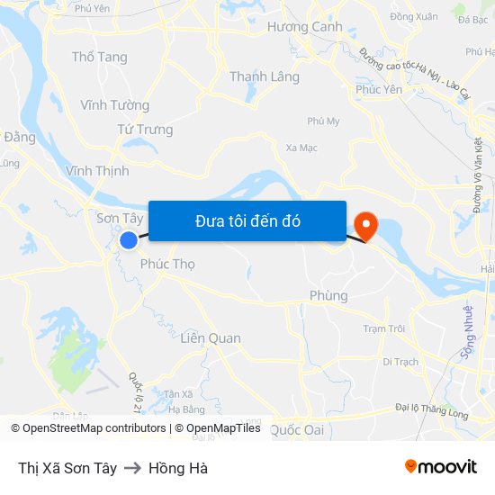 Thị Xã Sơn Tây to Hồng Hà map