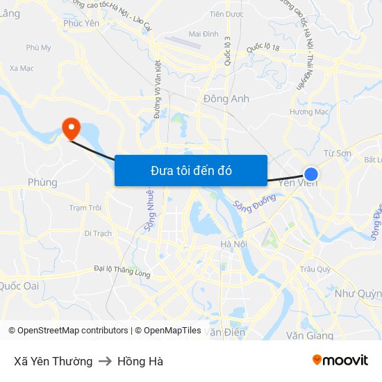 Xã Yên Thường to Hồng Hà map