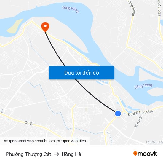 Phường Thượng Cát to Hồng Hà map