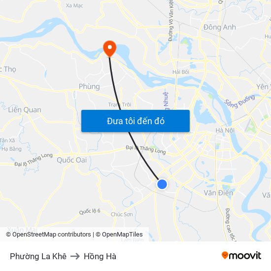 Phường La Khê to Hồng Hà map