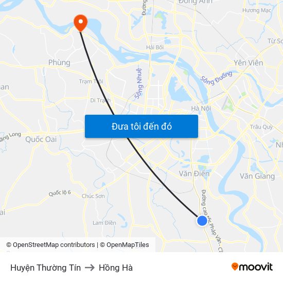 Huyện Thường Tín to Hồng Hà map