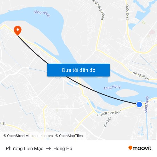 Phường Liên Mạc to Hồng Hà map