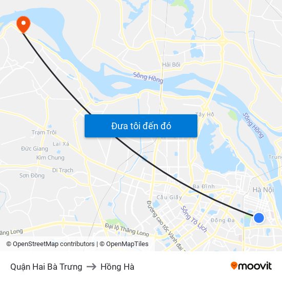Quận Hai Bà Trưng to Hồng Hà map