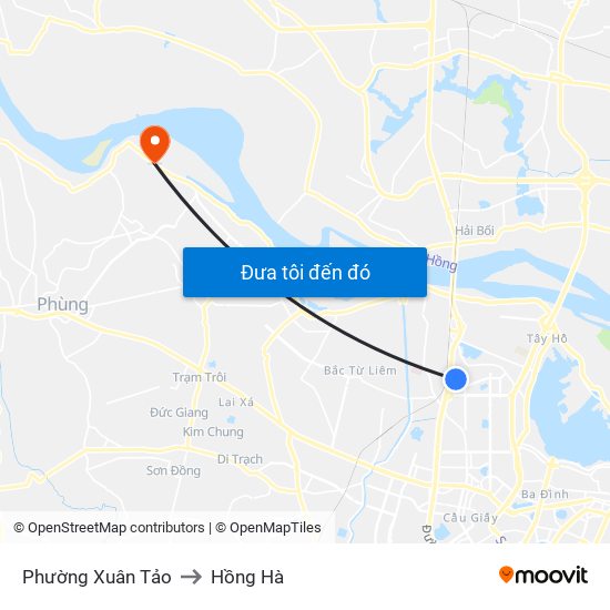 Phường Xuân Tảo to Hồng Hà map
