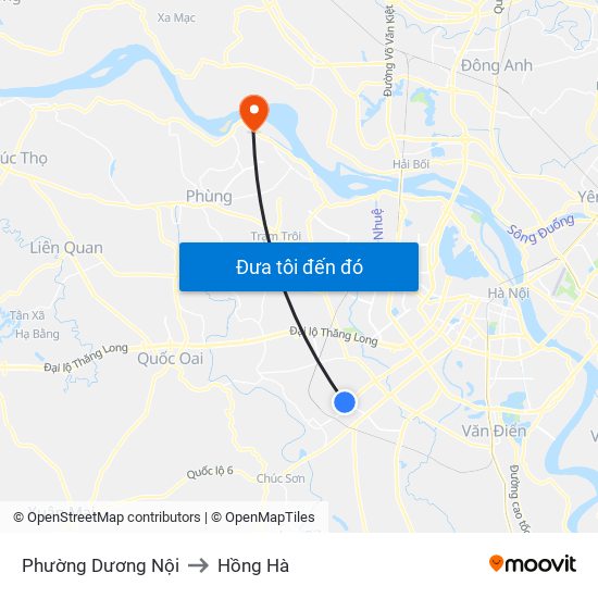 Phường Dương Nội to Hồng Hà map
