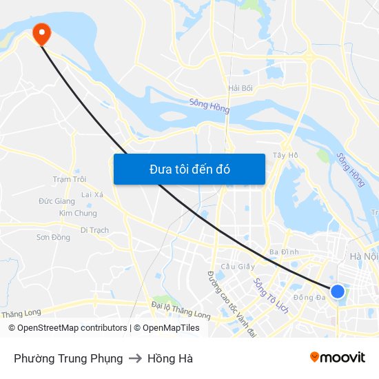 Phường Trung Phụng to Hồng Hà map