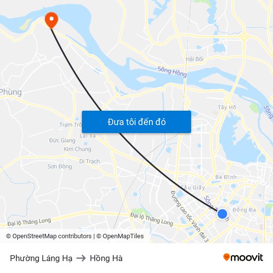 Phường Láng Hạ to Hồng Hà map