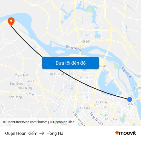 Quận Hoàn Kiếm to Hồng Hà map