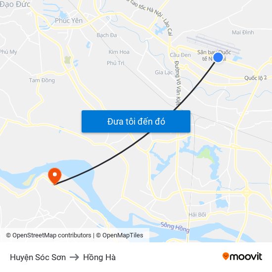Huyện Sóc Sơn to Hồng Hà map