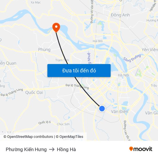 Phường Kiến Hưng to Hồng Hà map