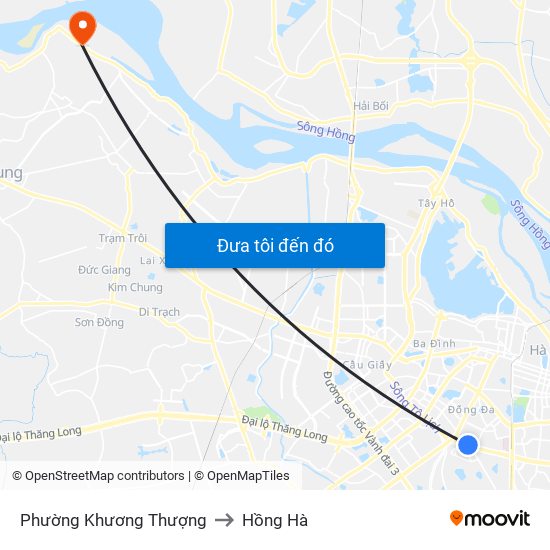 Phường Khương Thượng to Hồng Hà map