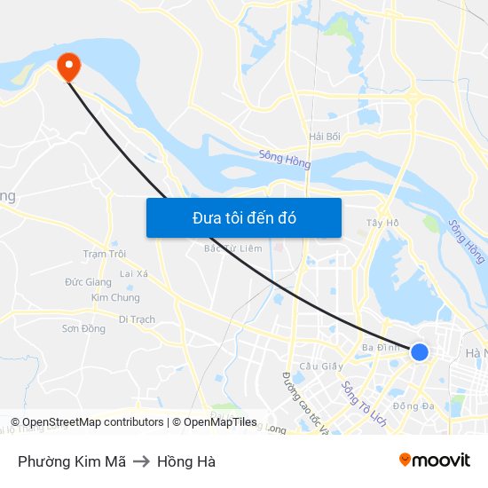 Phường Kim Mã to Hồng Hà map