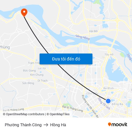 Phường Thành Công to Hồng Hà map
