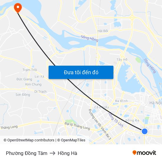 Phường Đồng Tâm to Hồng Hà map