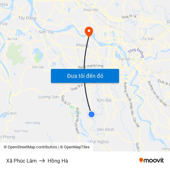 Xã Phúc Lâm to Hồng Hà map