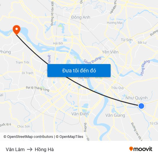 Văn Lâm to Hồng Hà map