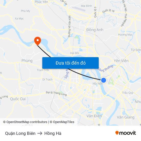 Quận Long Biên to Hồng Hà map