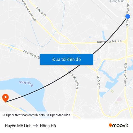 Huyện Mê Linh to Hồng Hà map