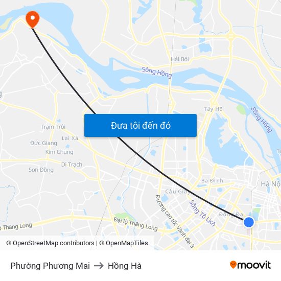 Phường Phương Mai to Hồng Hà map