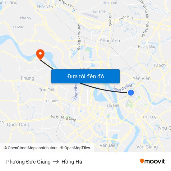 Phường Đức Giang to Hồng Hà map