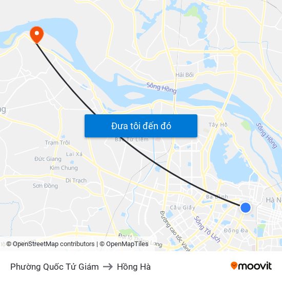 Phường Quốc Tử Giám to Hồng Hà map