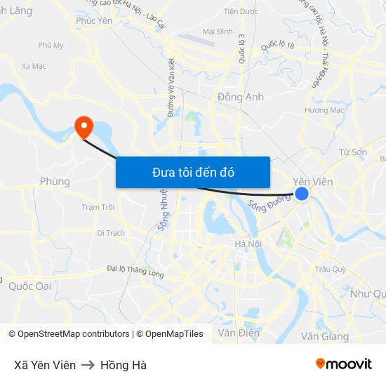 Xã Yên Viên to Hồng Hà map