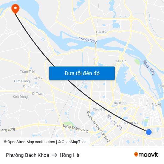 Phường Bách Khoa to Hồng Hà map