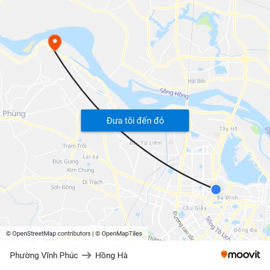 Phường Vĩnh Phúc to Hồng Hà map