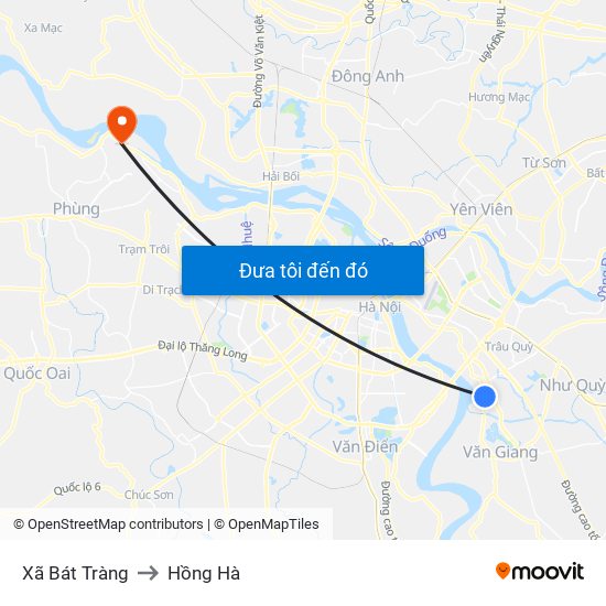 Xã Bát Tràng to Hồng Hà map