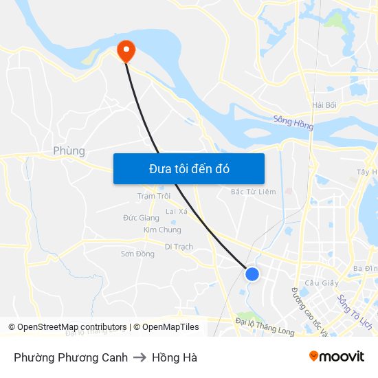 Phường Phương Canh to Hồng Hà map