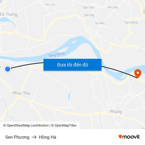 Sen Phương to Hồng Hà map