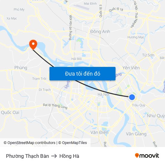 Phường Thạch Bàn to Hồng Hà map