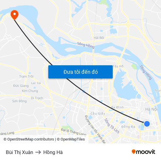Bùi Thị Xuân to Hồng Hà map