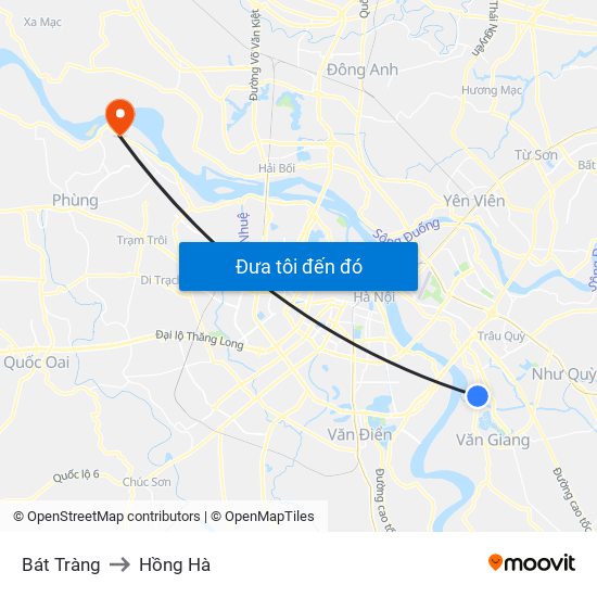 Bát Tràng to Hồng Hà map