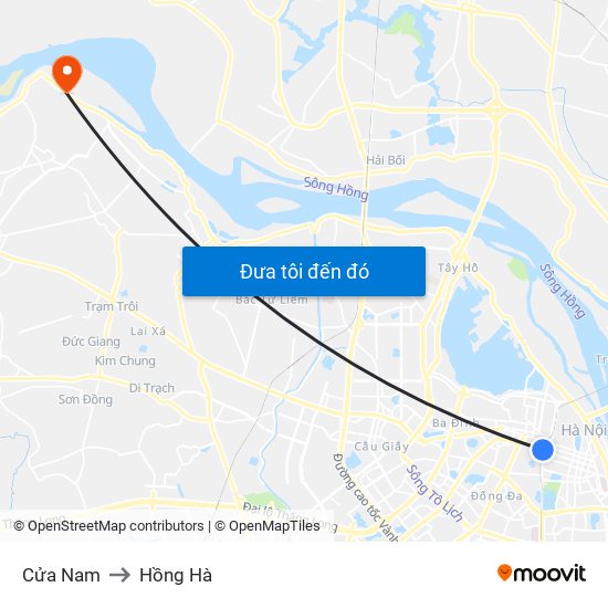 Cửa Nam to Hồng Hà map