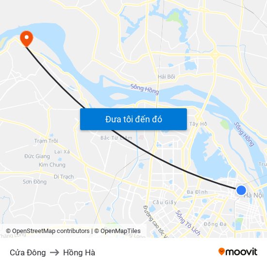 Cửa Đông to Hồng Hà map